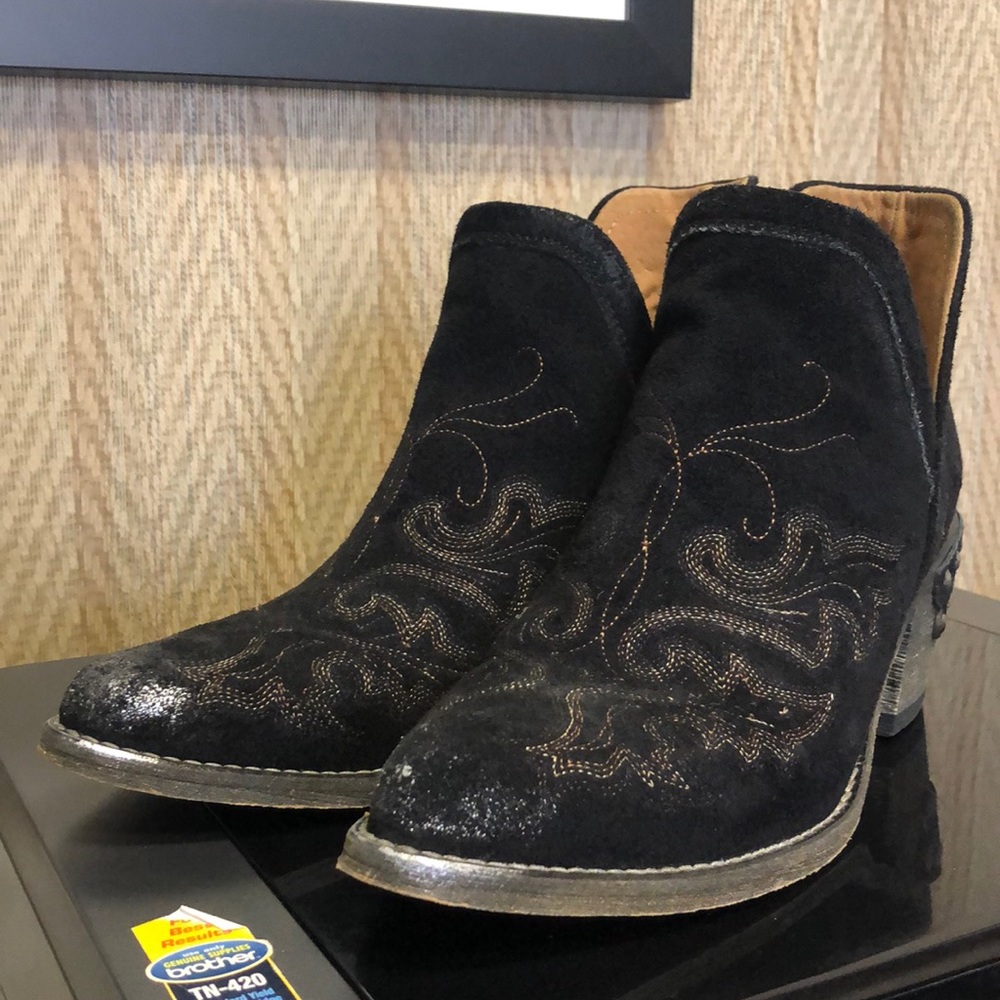 Corral Circle G black suede ankle bootie